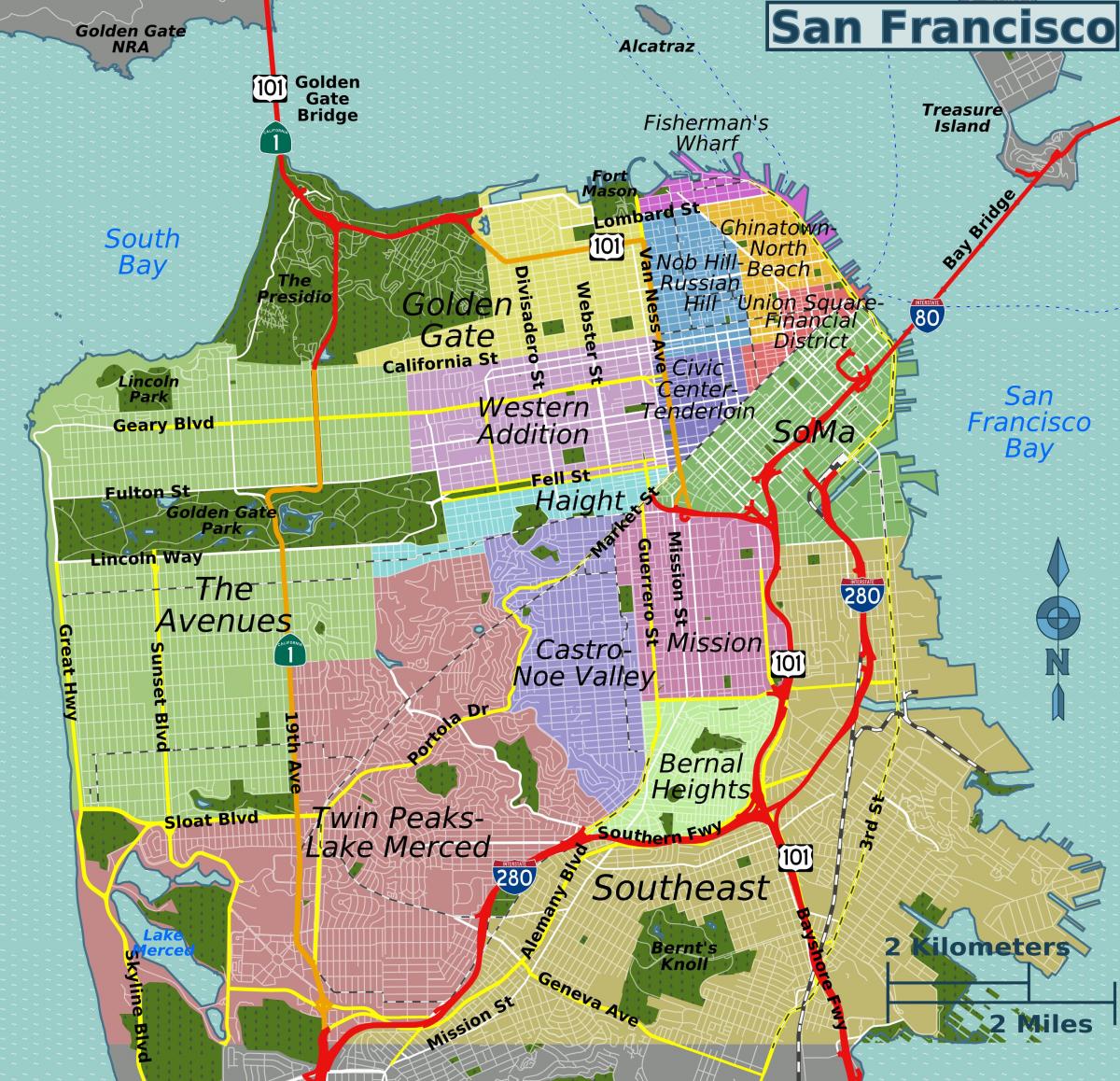 Karte des Bezirks San Francisco