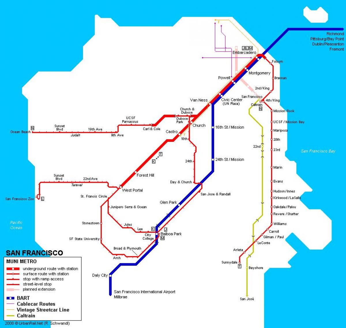 Karte der U-Bahn-Station San Francisco