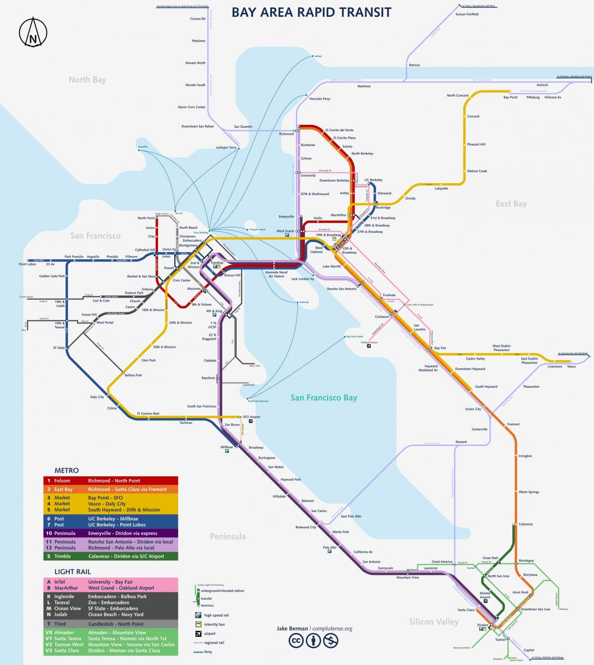 Karte der Bahnhöfe von San Francisco